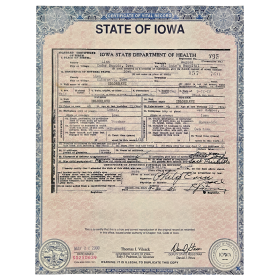 Fake Iowa Birth Certificate